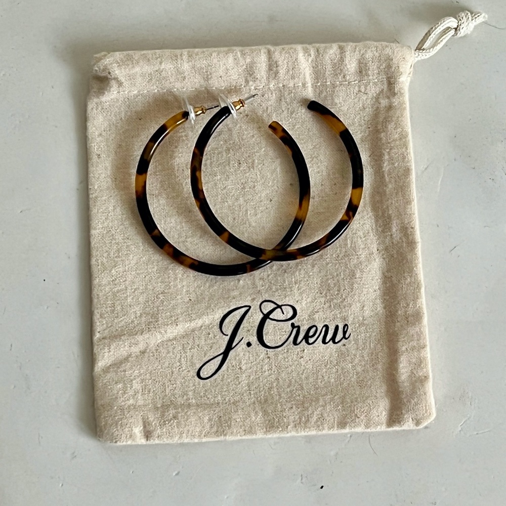 J. Crew Tortoise Hoop Earrings - Never Worn - Picture 4 of 5